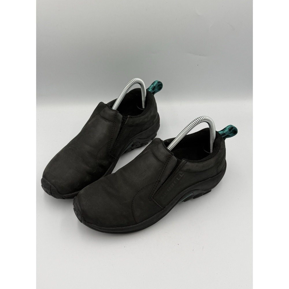 MERRELL Jungle Moc Nubuck Leather Slip-on Shoes Women's Size 7.5 Black J55992 - Picture 2 of 10